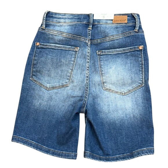 Judy Blue JB150269 Hey There Double Button Tummy Control Denim Jean Shorts Small - Picture 3 of 12